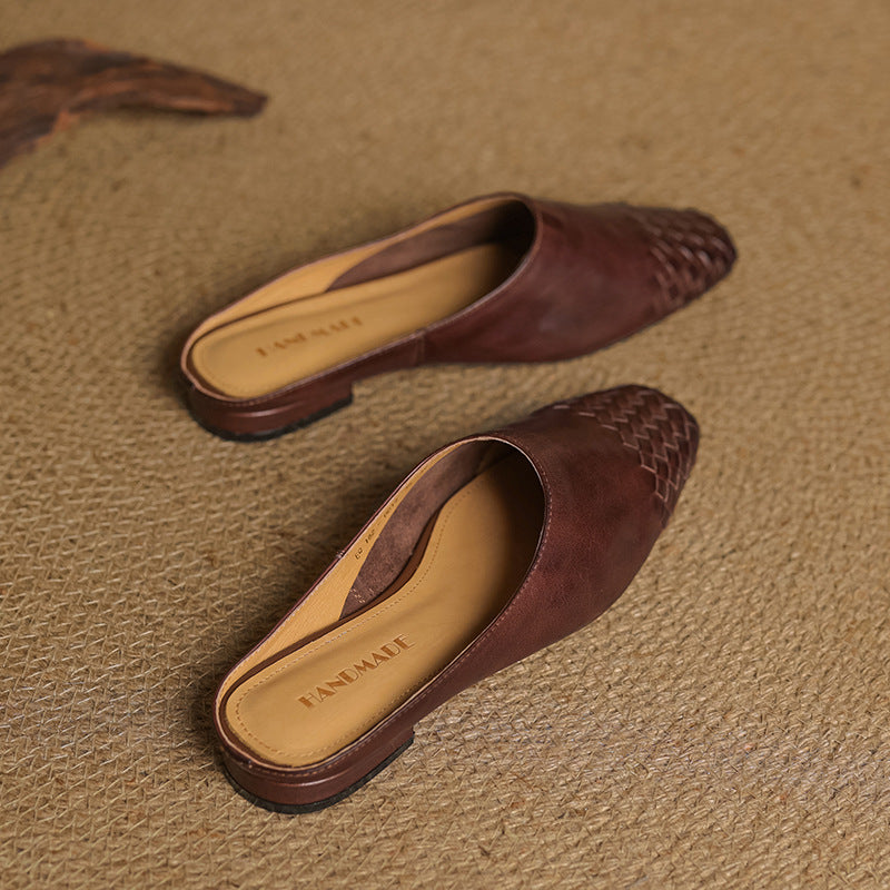 Seren | Woven Leather Backless Mules
