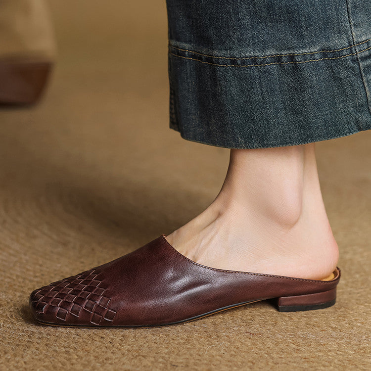 Seren | Woven Leather Backless Mules