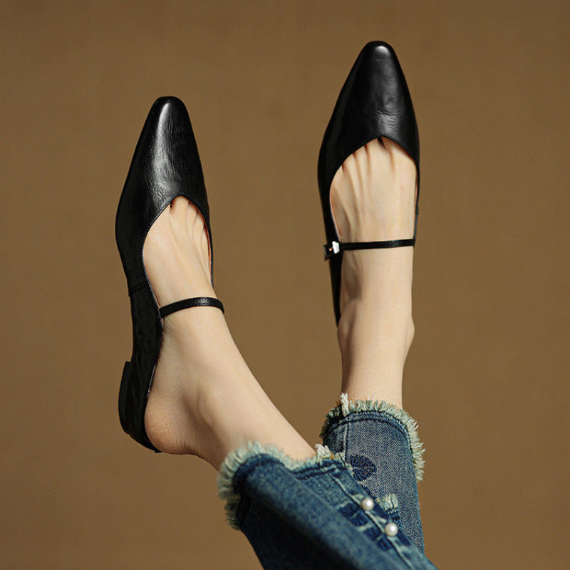 Bronwen | Leather Point-Toe Slingback Flats
