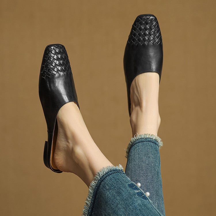 Seren | Woven Leather Backless Mules