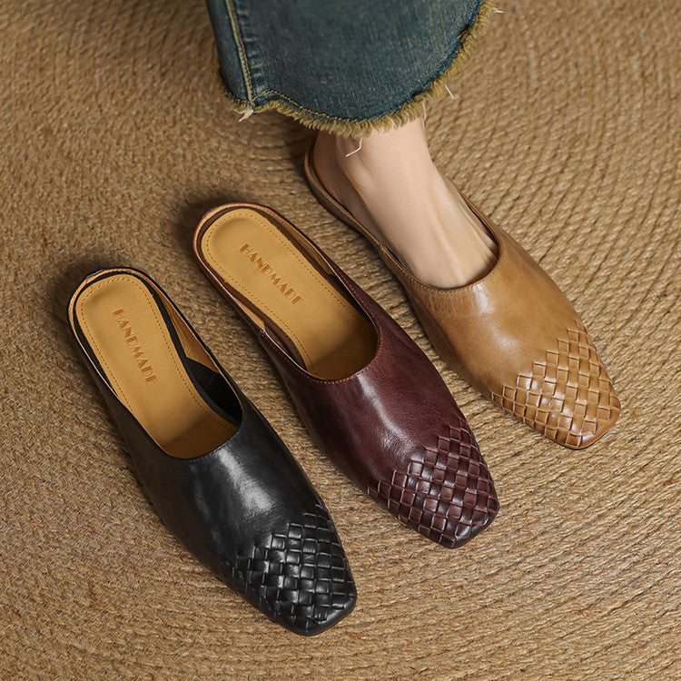 Seren | Woven Leather Backless Mules