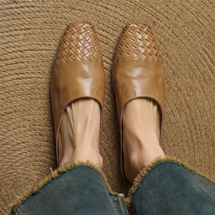 Seren | Woven Leather Backless Mules