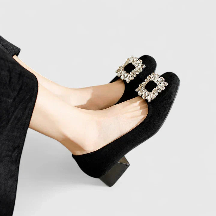 Elara | Crystal-Buckle Comfort Court Shoes