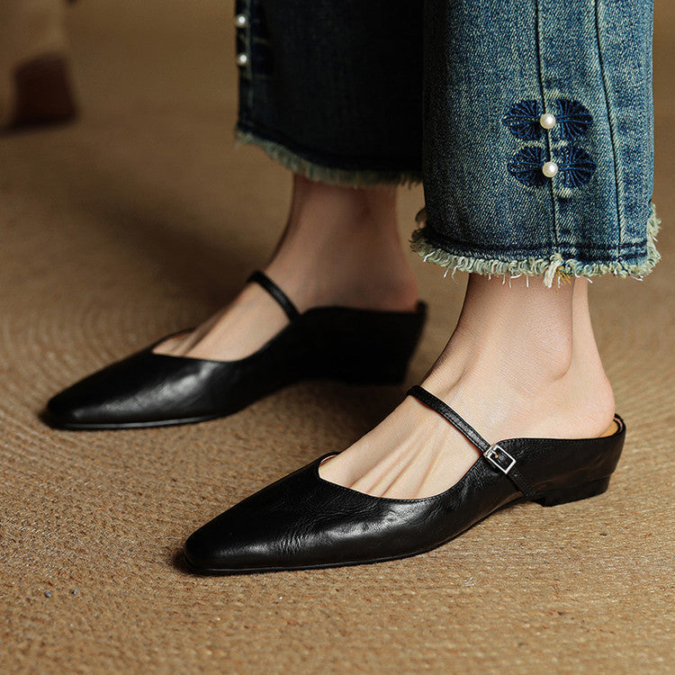 Bronwen | Leather Point-Toe Slingback Flats