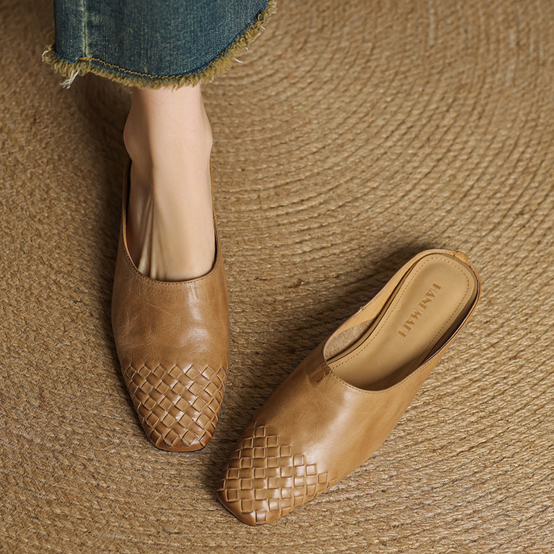 Seren | Woven Leather Backless Mules