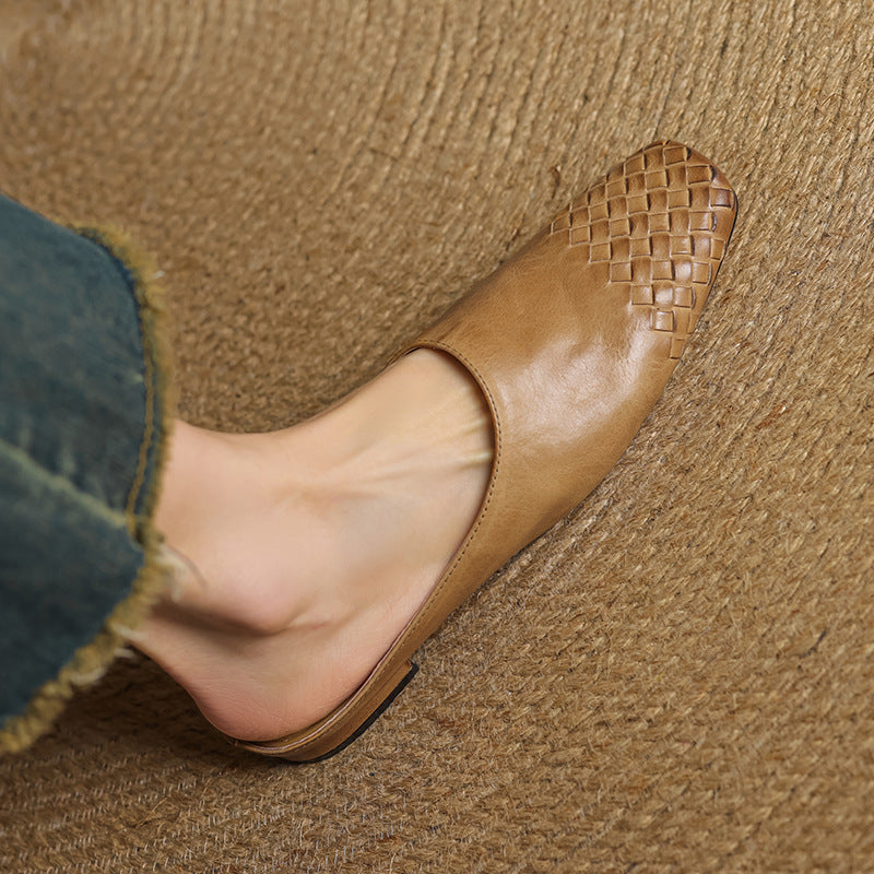 Seren | Woven Leather Backless Mules