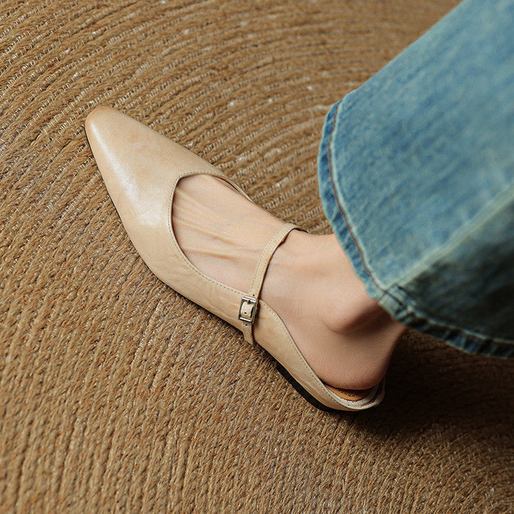 Bronwen | Leather Point-Toe Slingback Flats