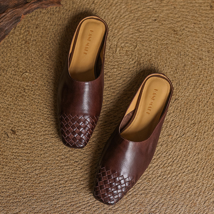 Seren | Woven Leather Backless Mules