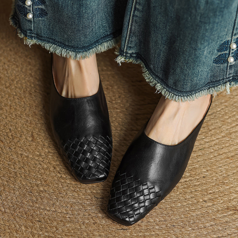 Seren | Woven Leather Backless Mules