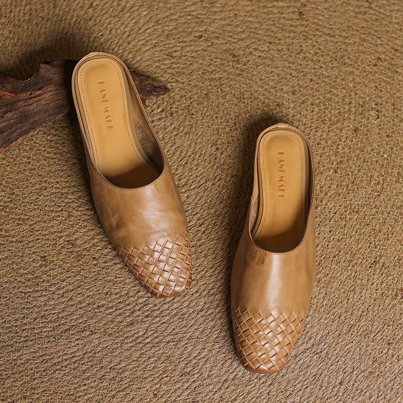 Seren | Woven Leather Backless Mules