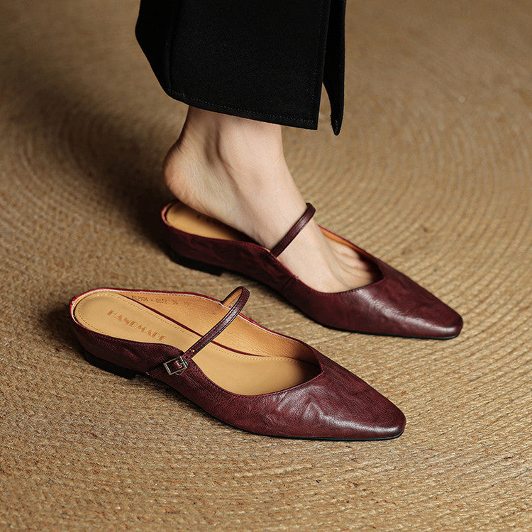 Bronwen | Leather Point-Toe Slingback Flats
