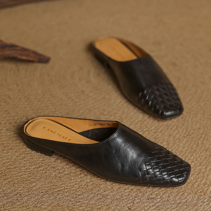 Seren | Woven Leather Backless Mules