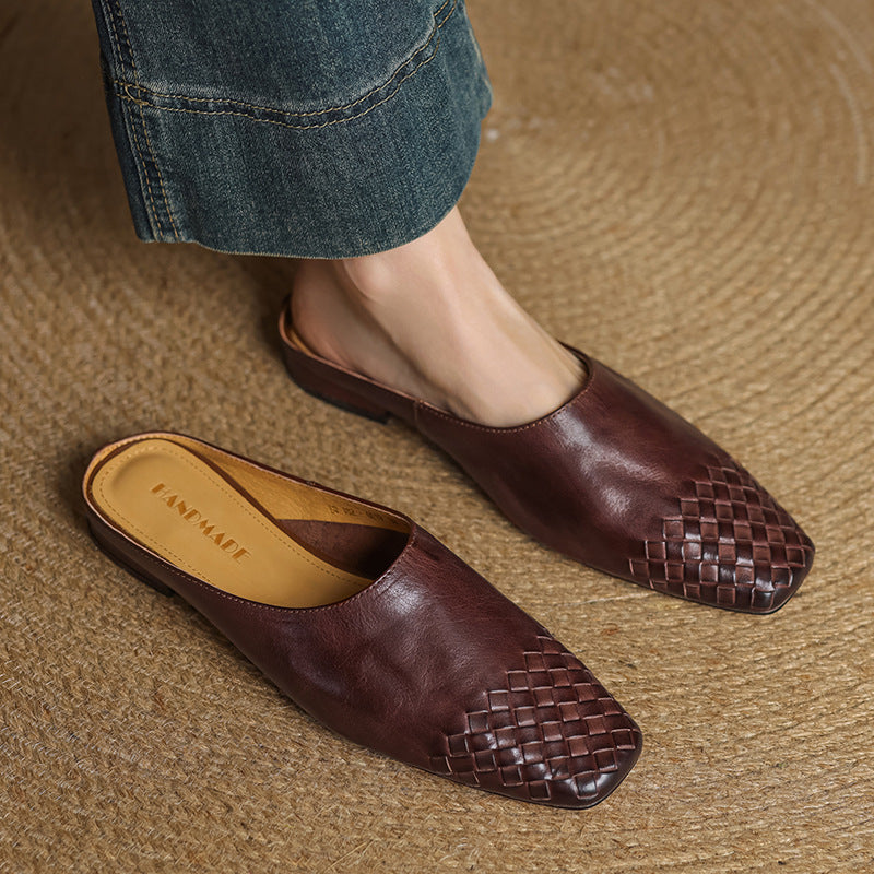 Seren | Woven Leather Backless Mules