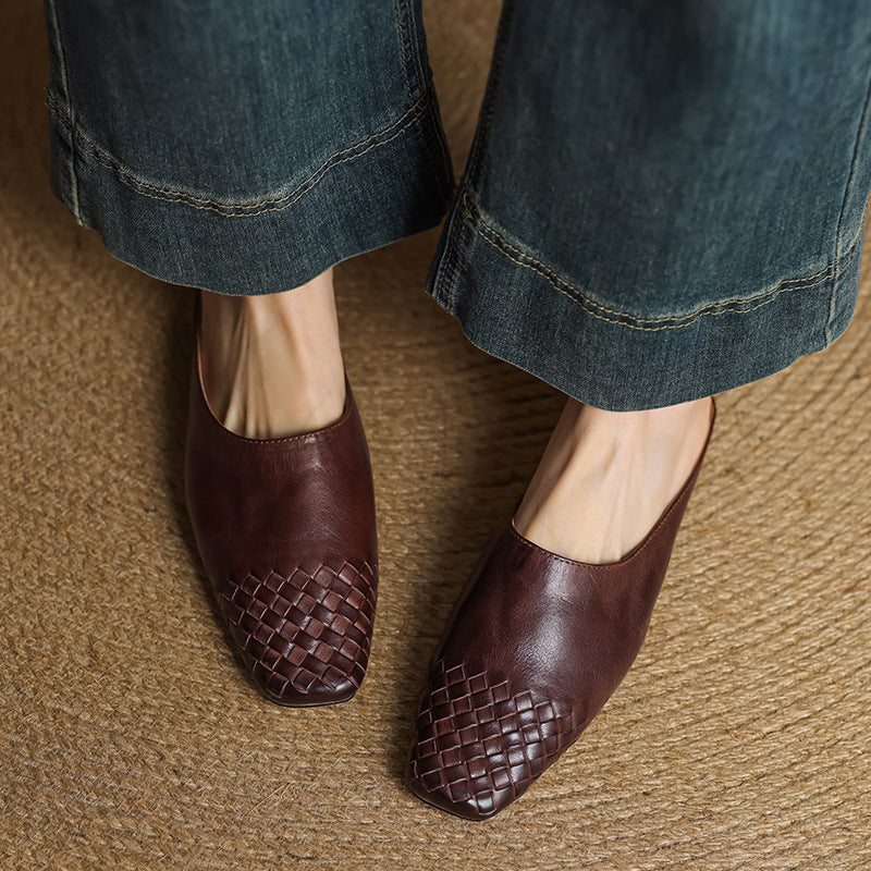 Seren | Woven Leather Backless Mules