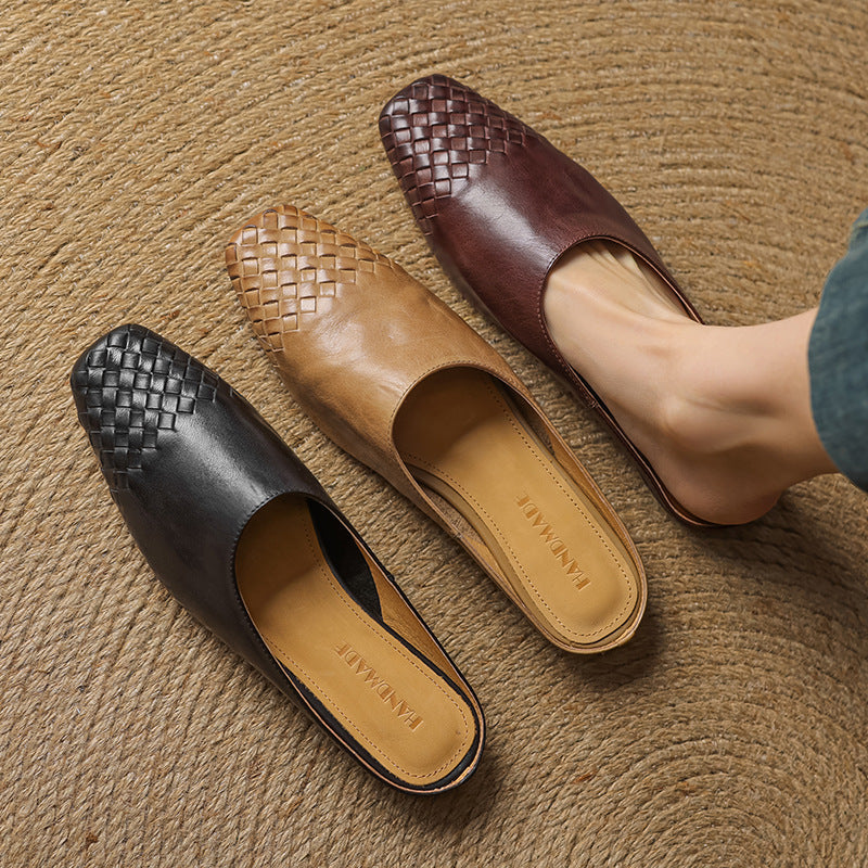 Seren | Woven Leather Backless Mules