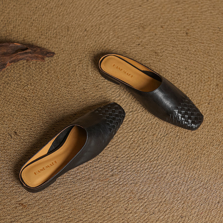 Seren | Woven Leather Backless Mules