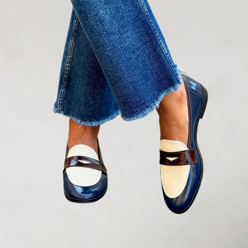 Sabine | Two-Tone Navy Loafers