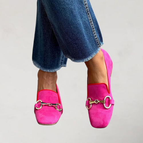 Estelle | Pink Horsebit Loafers