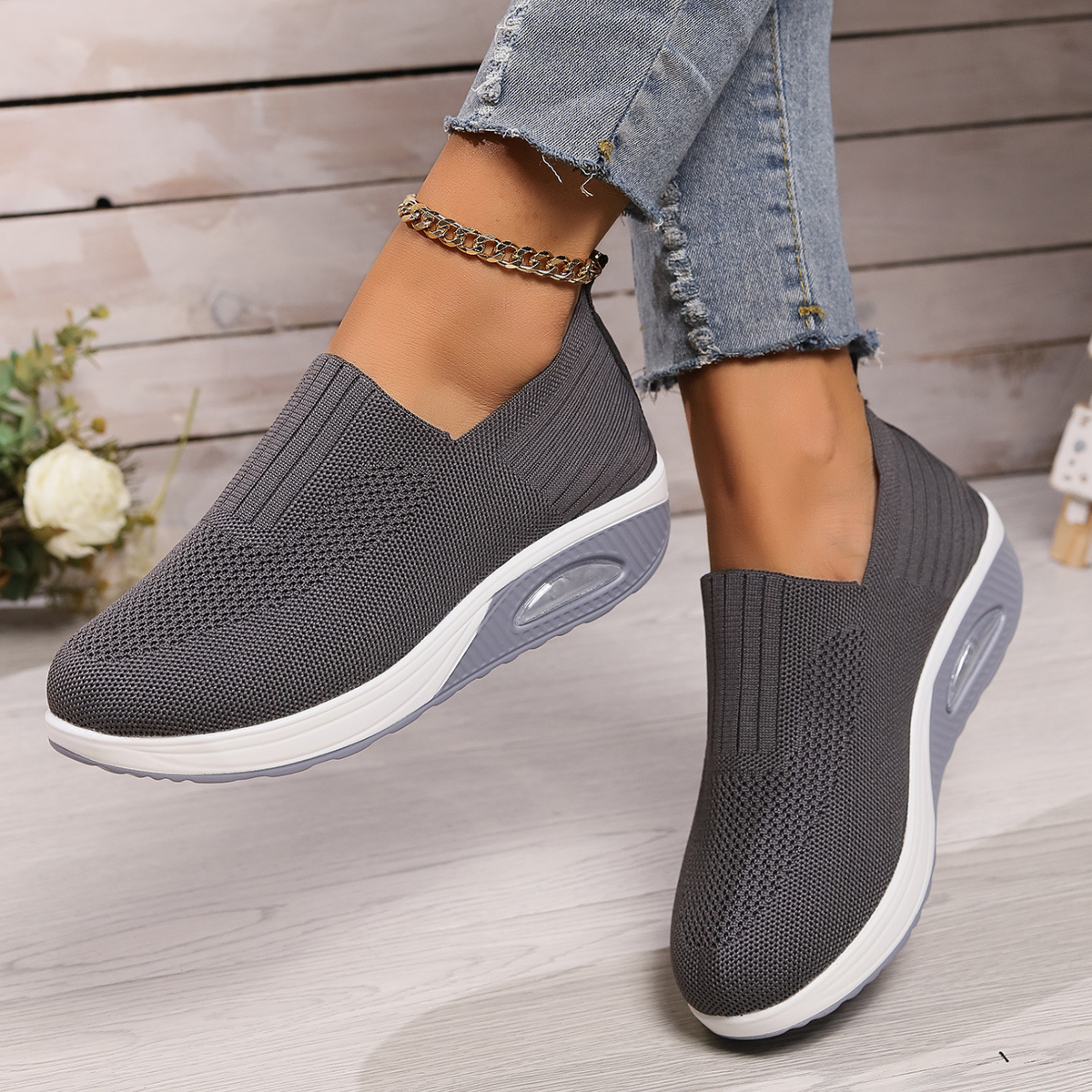 Wren | Knit Slip-On Platform Trainers