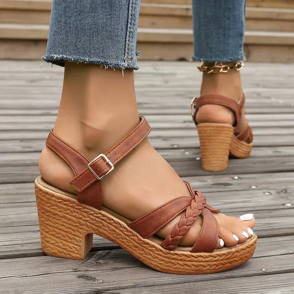 Anwen | Strappy Comfort Block-Heel Sandals