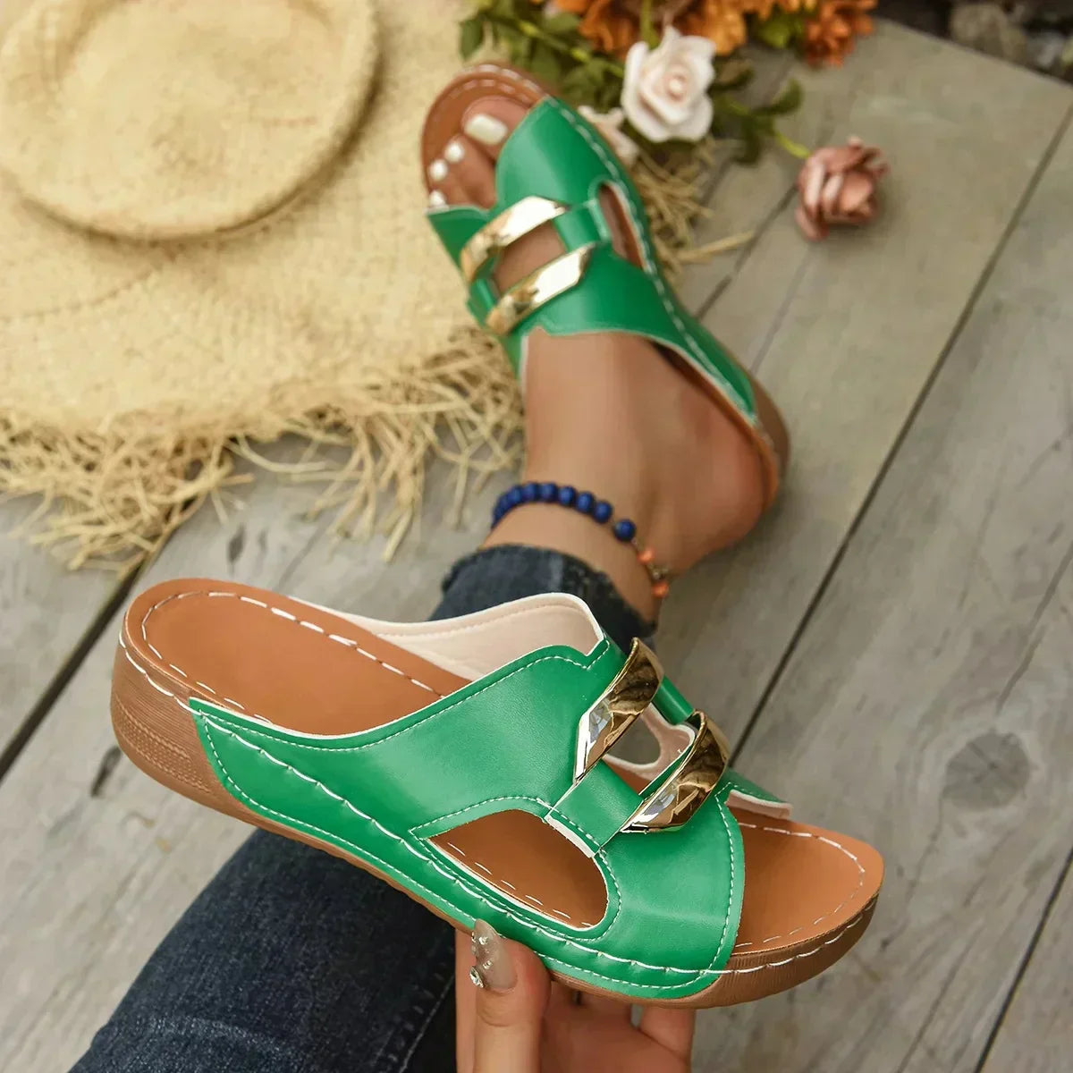 Sorcha | Buckled Comfort Wedge Sandals