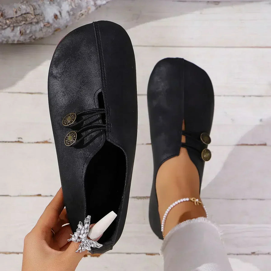 Lisette | Button-Strap Soft Comfort Loafers