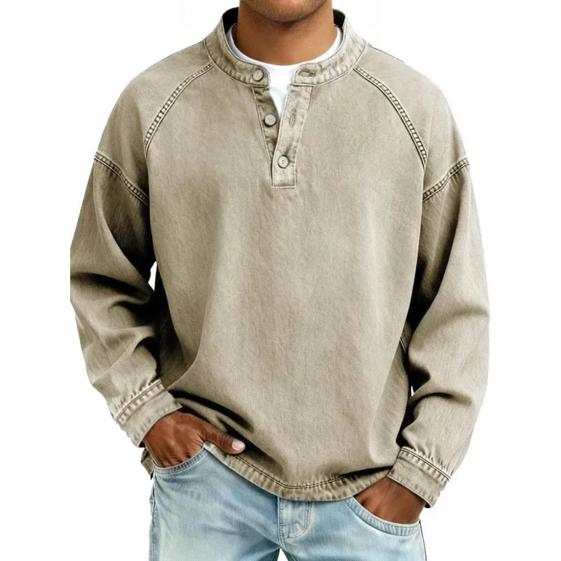 Trevor - Vintage Long Sleeve Henley Shirt