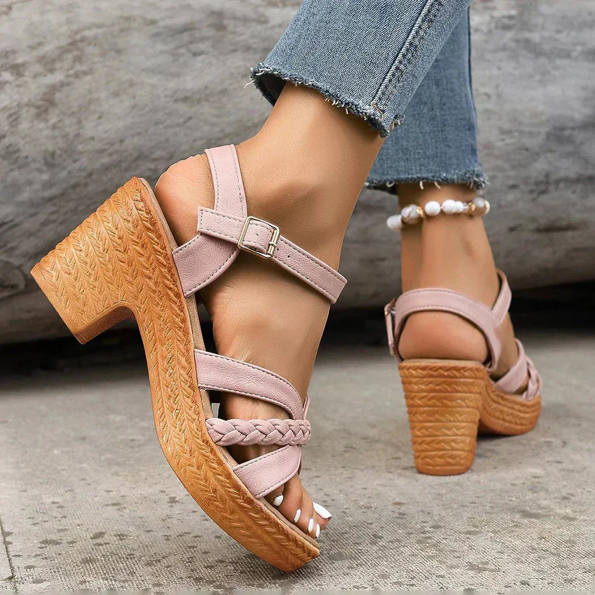Anwen | Strappy Comfort Block-Heel Sandals