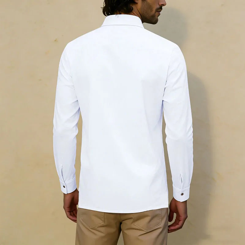 Wayne - Long Sleeve Double Pocket Linnen Shirt