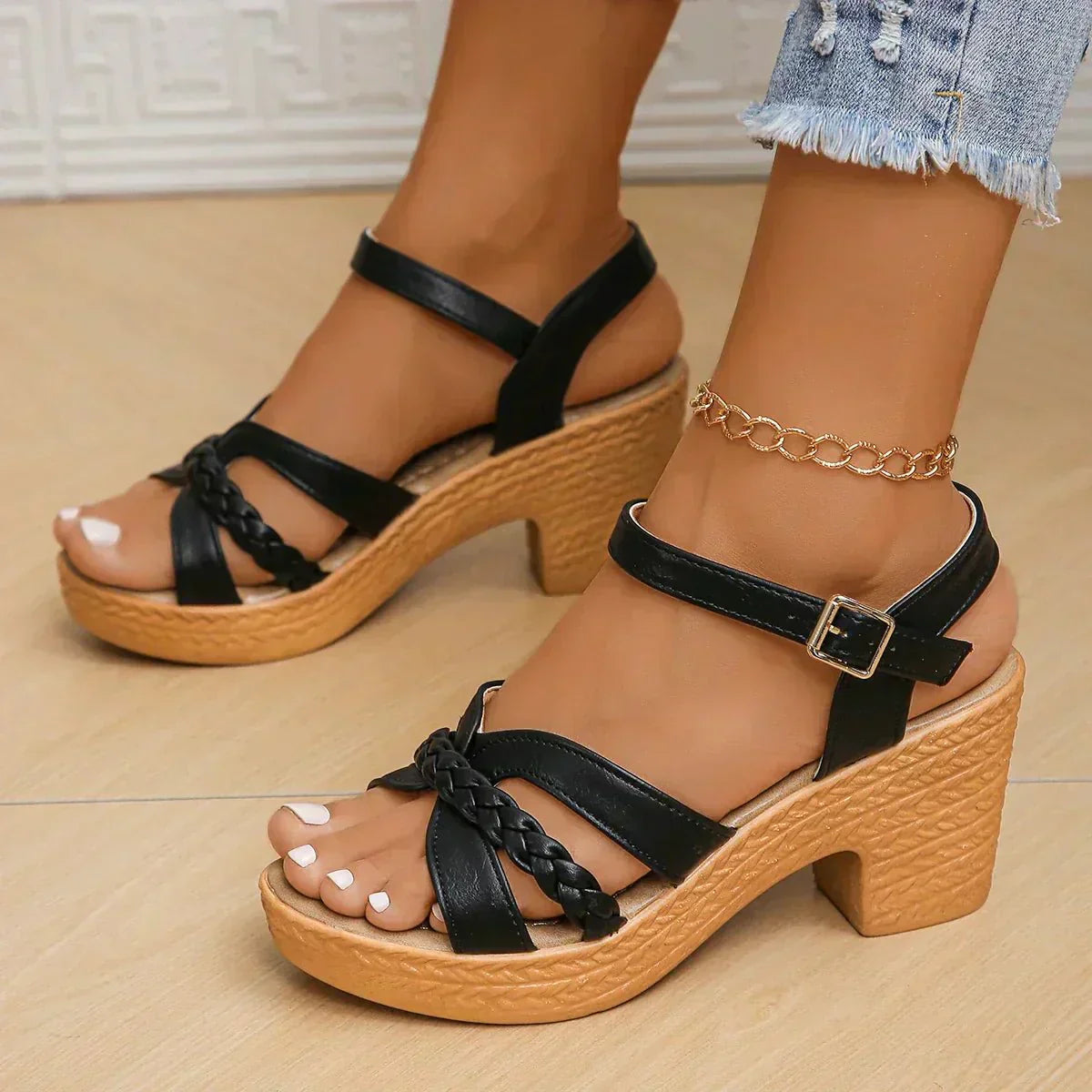 Anwen | Strappy Comfort Block-Heel Sandals