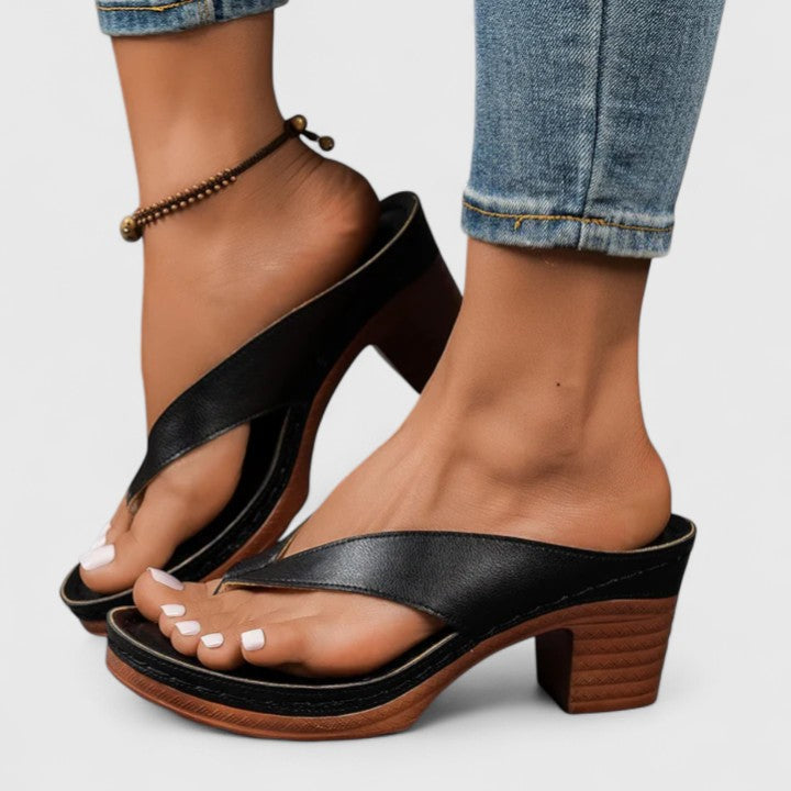 Louisa | Leather Slingback Comfort Heels