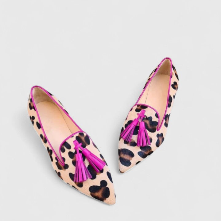 Delphine | Printed Point-Toe Tassel Loafers