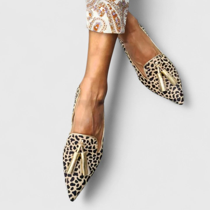 Delphine | Printed Point-Toe Tassel Loafers