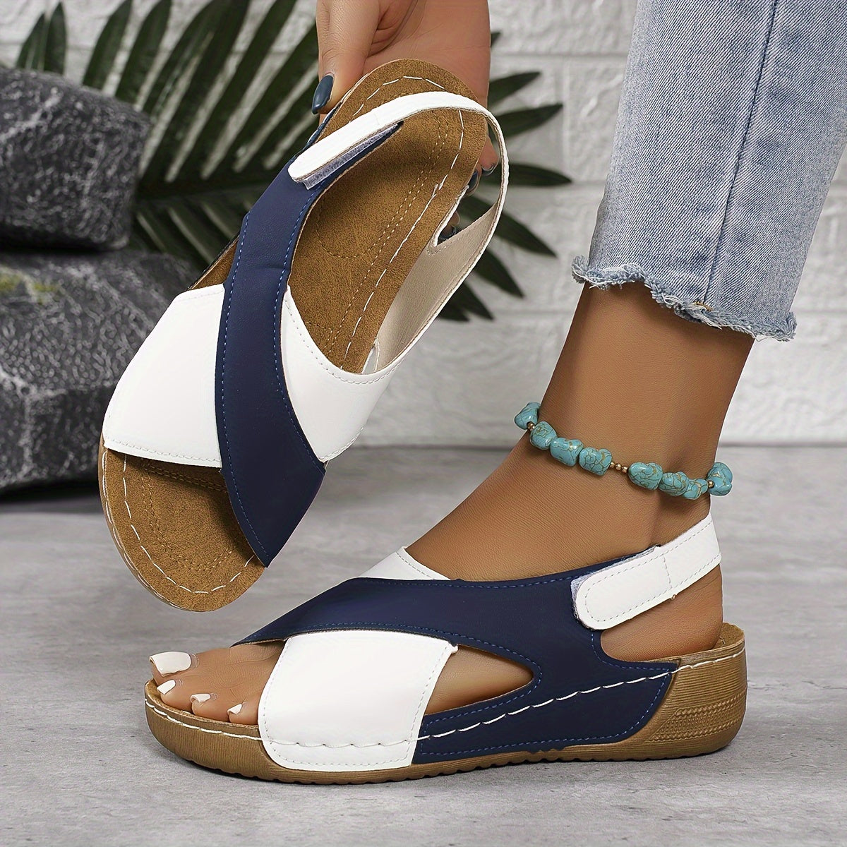 Lorna | Colour-Block Comfort Wedge Sandals