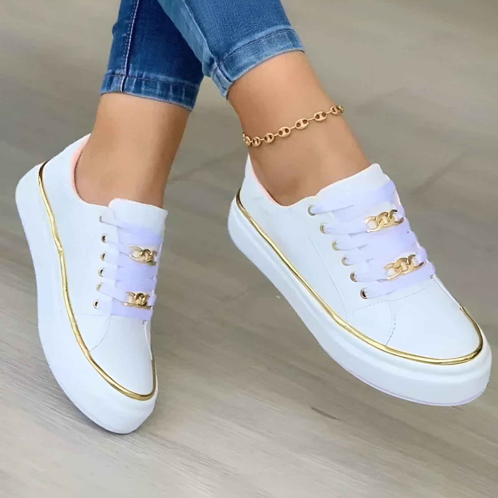 Skye | Metallic-Detail Comfort Trainers