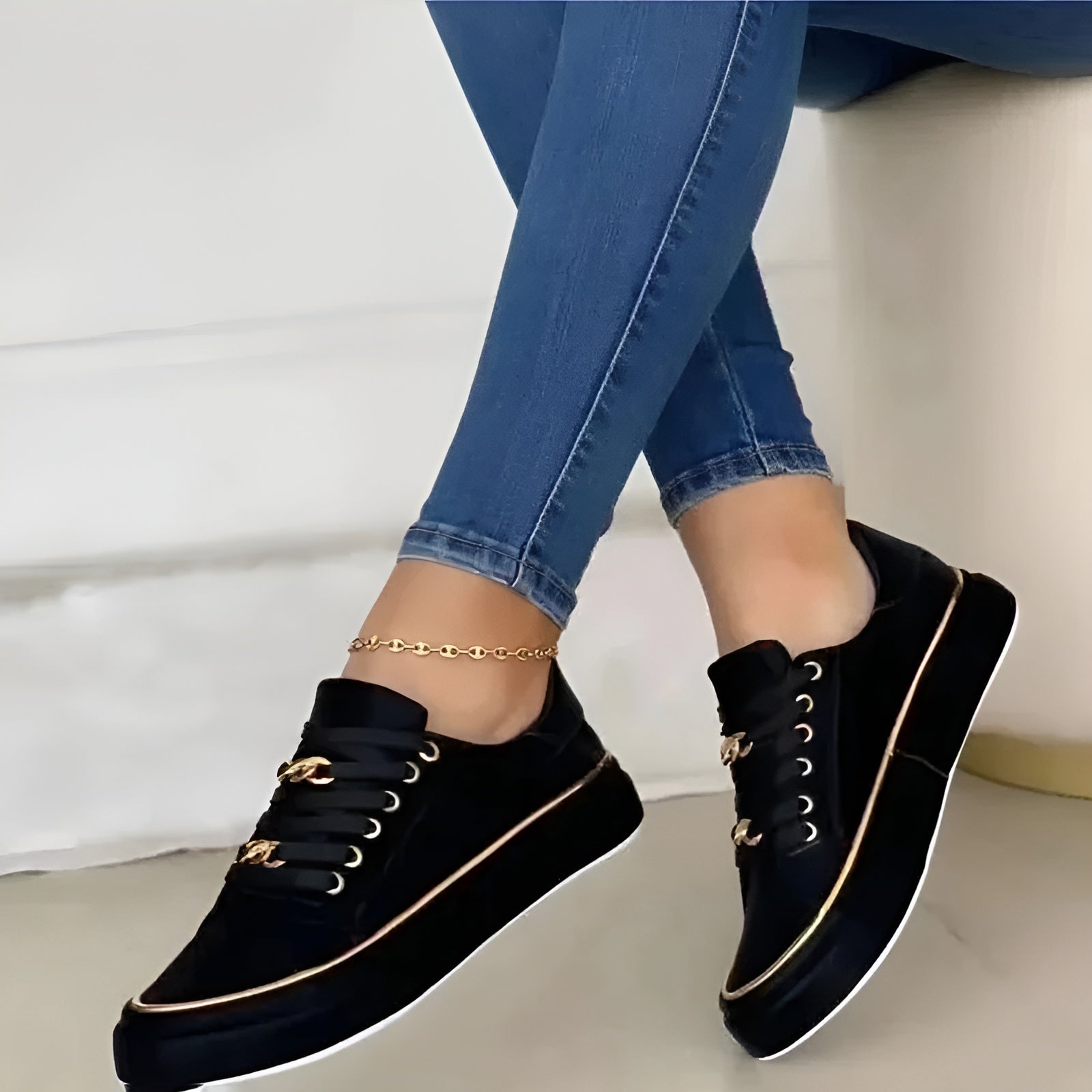 Skye | Metallic-Detail Comfort Trainers