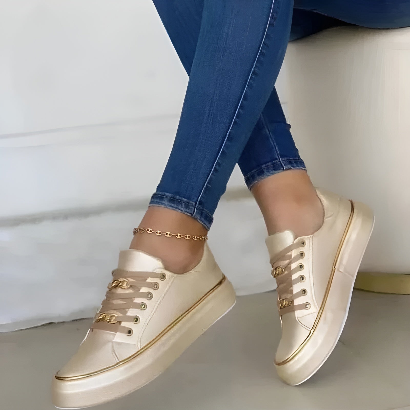 Skye | Metallic-Detail Comfort Trainers