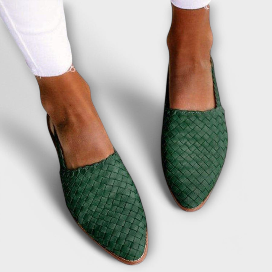 Aurora | Woven Point-Toe Slingback Loafers