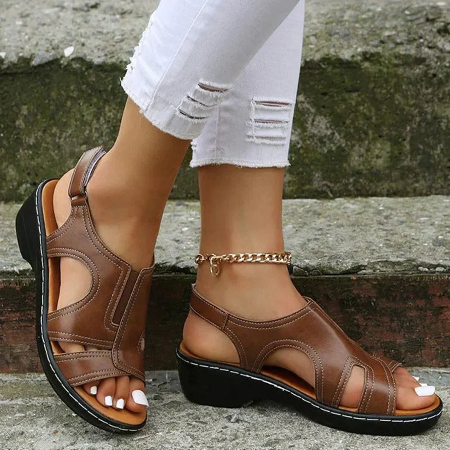 Moira | Leather Cut-Out Comfort Sandals