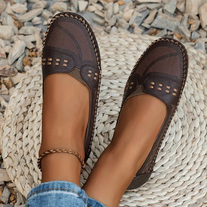 Lowenna | Perforated Wide-Fit Comfort Loafers