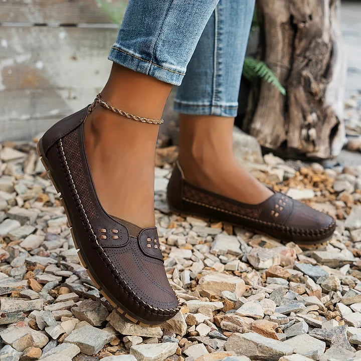 Lowenna | Perforated Wide-Fit Comfort Loafers