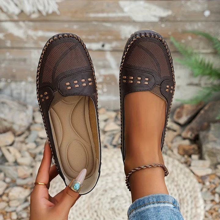 Lowenna | Perforated Wide-Fit Comfort Loafers