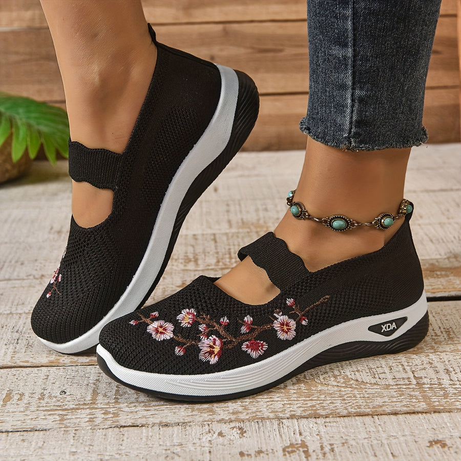 Winifred | Floral-Mesh Mary Jane Trainers