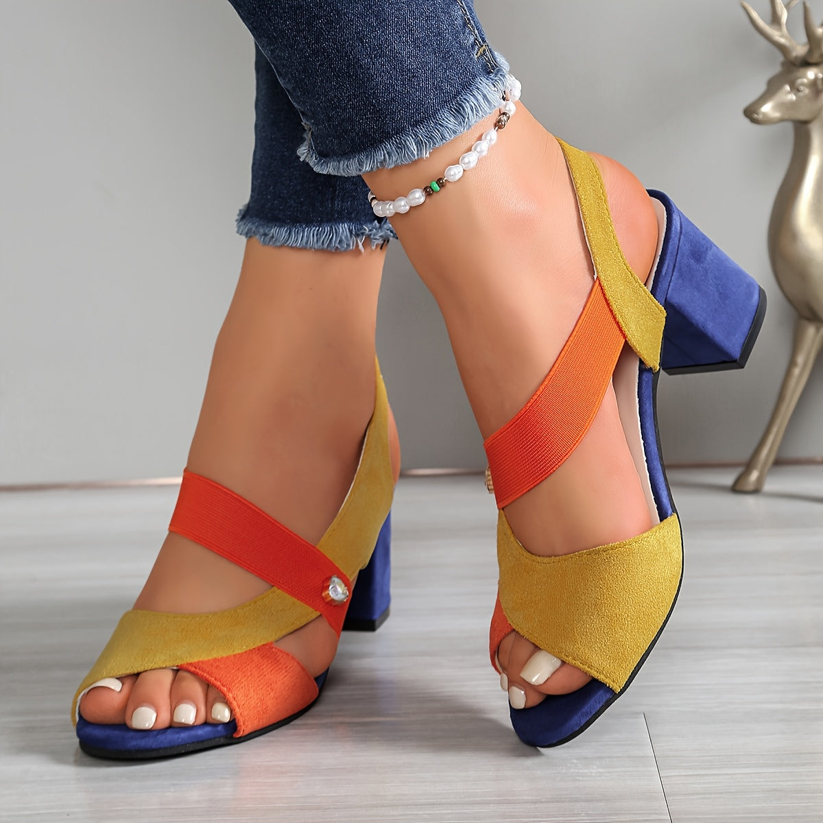 Rosalie | Colour-Block Comfort Block Heels