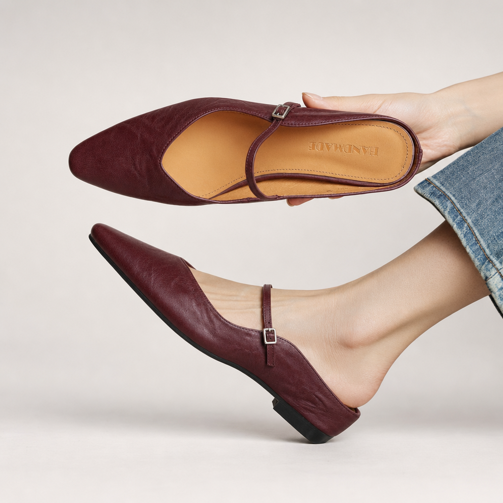 Bronwen | Leather Point-Toe Slingback Flats
