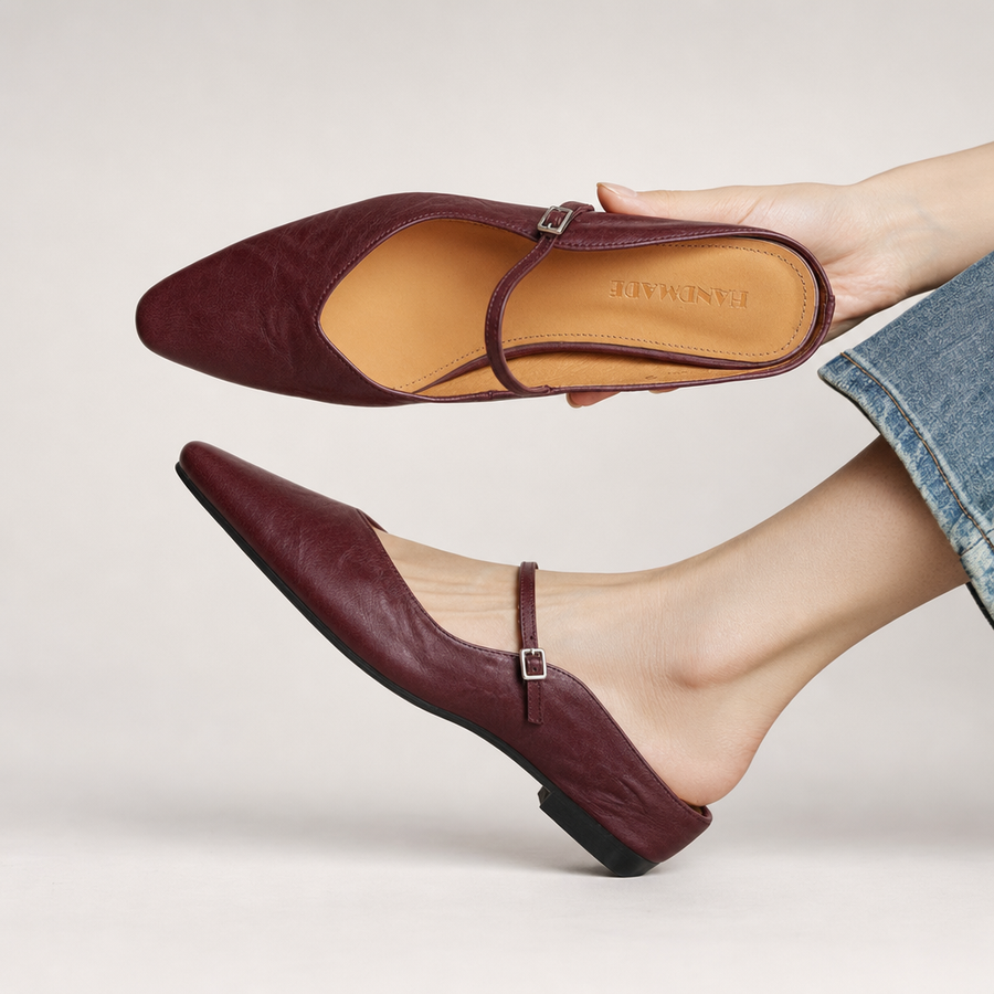 Bronwen | Leather Point-Toe Slingback Flats