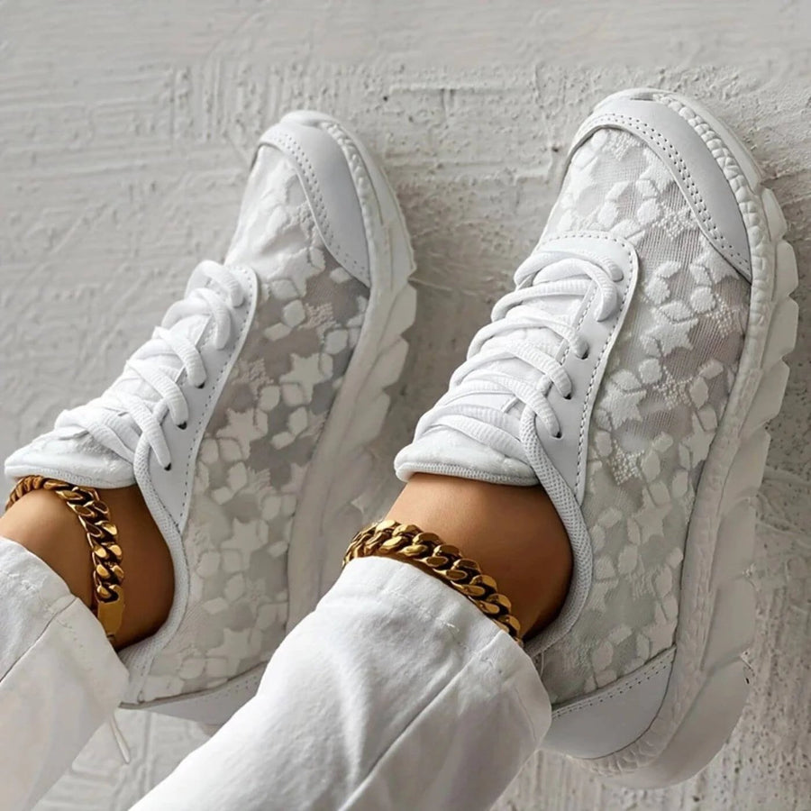 Merryn | Floral-Lace High-Top Comfort Trainers