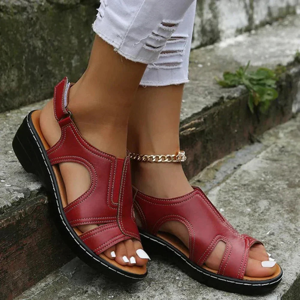 Moira | Leather Cut-Out Comfort Sandals
